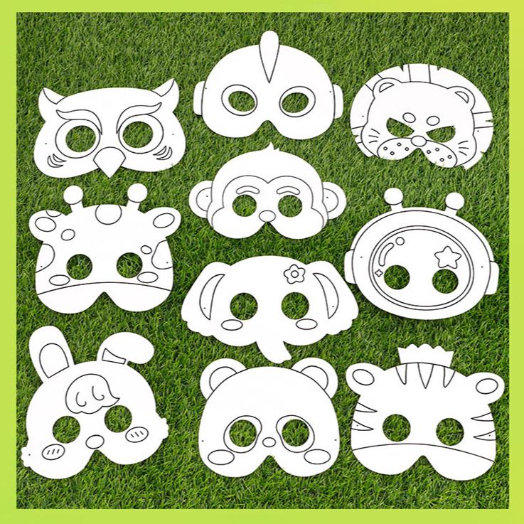 

30pcs DIY hand drawn cartoon mask kindergarten primary school handmade graffiti mask Children s Day fun animal mask decoration 10pcs
