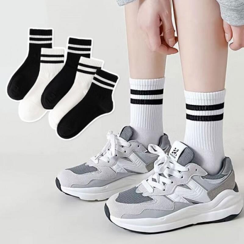 Two-line striped fashion socks 5P 1set Black 5P 1SET