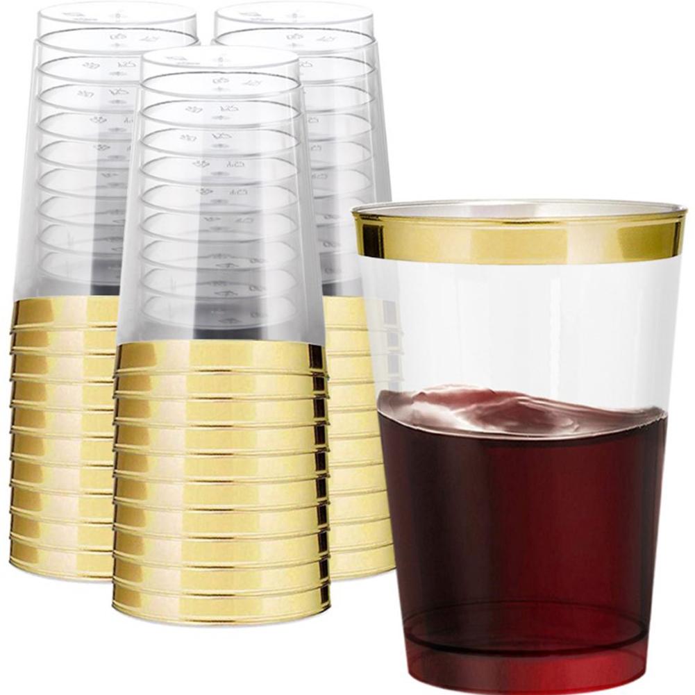 25pcs 10oz Rimmed Plastic Cups Disposable Party Cups Perfect For Beer Juice Soda Whiskey Cocktails Soda Lattes