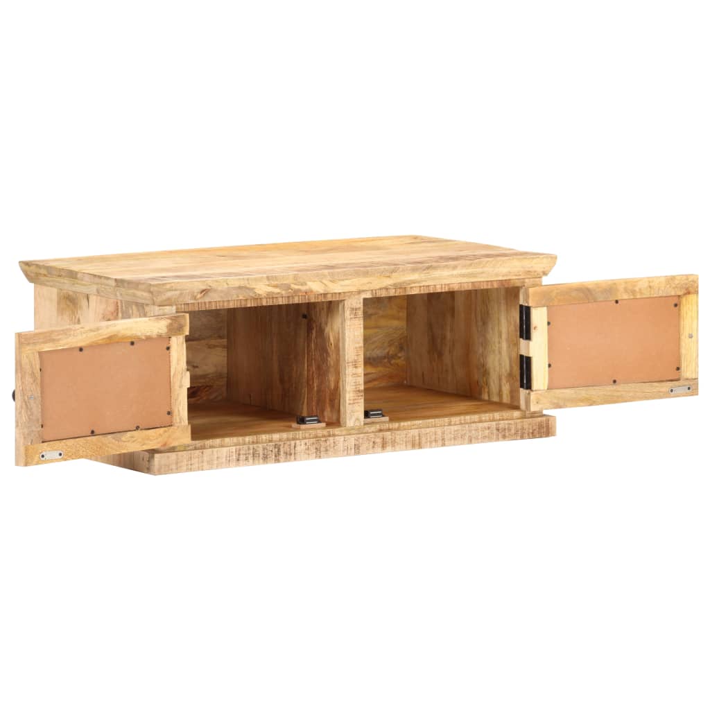 Coffee Table 90 X 50 X 35 Cm Solid Mango Wood and Natural Wicker