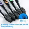 10Pcs Family Packed Deep Cleaning Soft Bristle Bamboo Charcoal Black Hair Ultra-Fine Toothbrush Oral Cleaning Beauty Health Tool