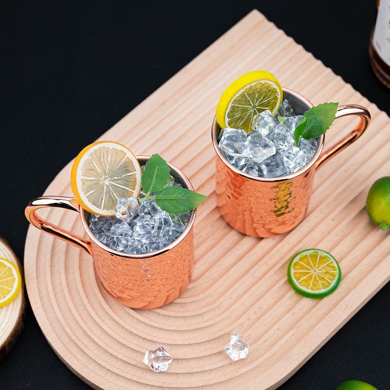 500Ml 100% Copper Moscow Mule Mug Cocktail Wine Cup Hammered Coppery Beer Mugs Coffee Mug Milk Cup Bar Cup Drinkware Durable