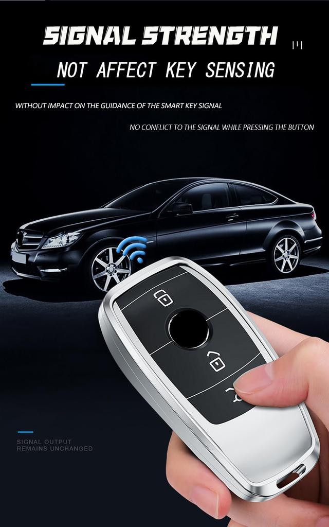 TECART Key Fob Cover for Mercedes-Benz Aluminum Alloy Key Case Protector for E-Class, S-Class,
