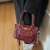Faux Leather Solid Color Large Capacity Hobos Shoulder Bags for Women High Quality Versatile Undearm Ruched Handle Bags