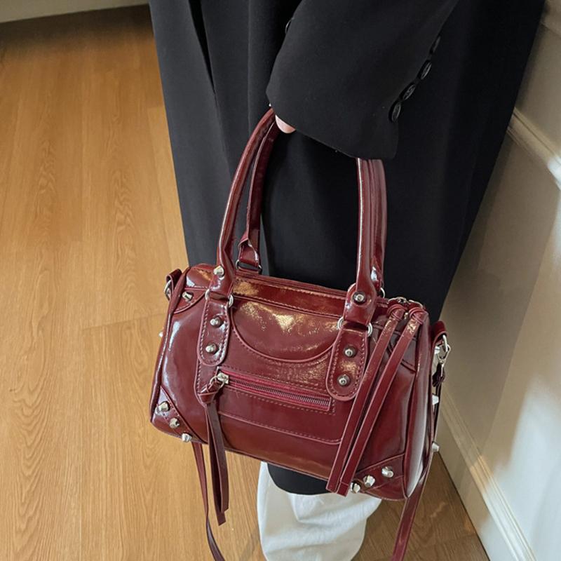 Faux Leather Solid Color Large Capacity Hobos Shoulder Bags for Women High Quality Versatile Undearm Ruched Handle Bags