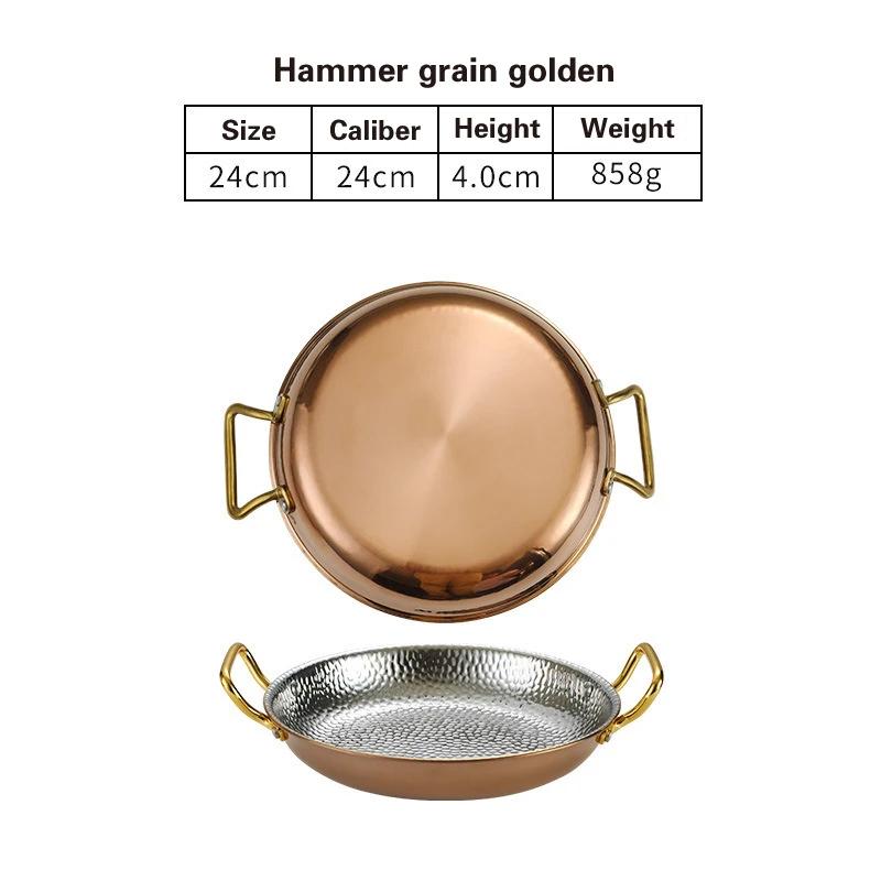 304 stainless steel Spanish seafood rice pot Commercial crayfish plate Flat bottom stewed rice pot Double ear frying pan hotpot