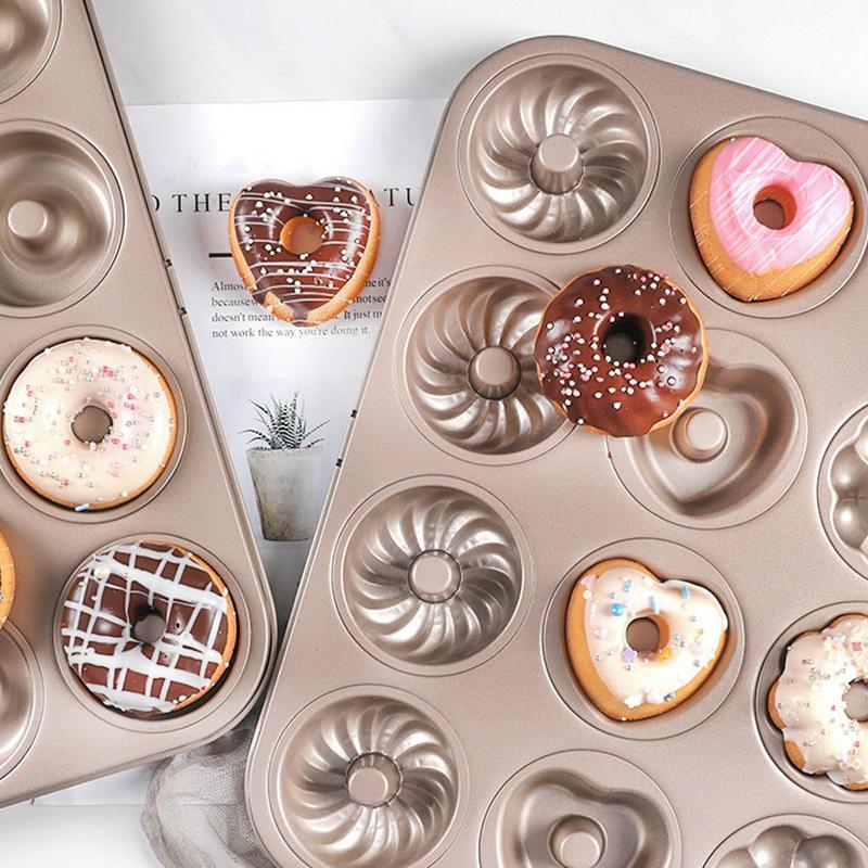 Donut Pan for Baking Nonstick Carbon Steel Doughnut Mold Bagel Bakeware Heat Resistant Cooking Supplies Cake Muffin Shaper for