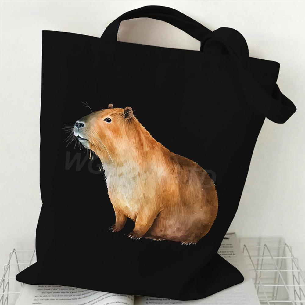 Fun Cartoon Canvas Storage Bag Large Capacity Shoulder Bag Women'S Shopping Bag Environmental Protection Bag Casual Messenger Bag