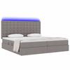 LED Storage Bed with Mattress Taupe 200 x 200 cm Fabric