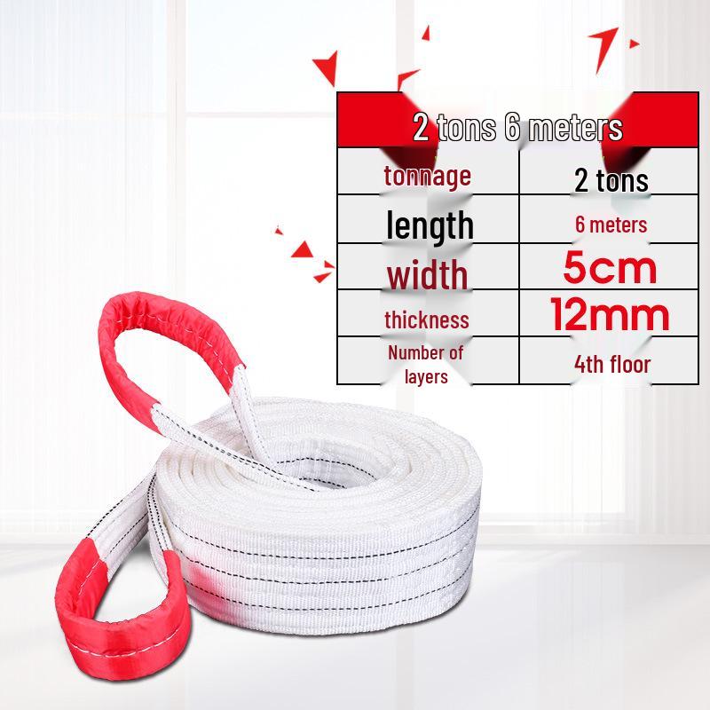 National Standard White Double Eye Lifting Sling, Hoist Crane Sling, 5/3/2 Ton Tow Strap