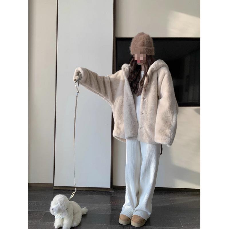 

Women s Winter Hooded Eco-Leather Coat - Thick, Cozy, and Stylish S