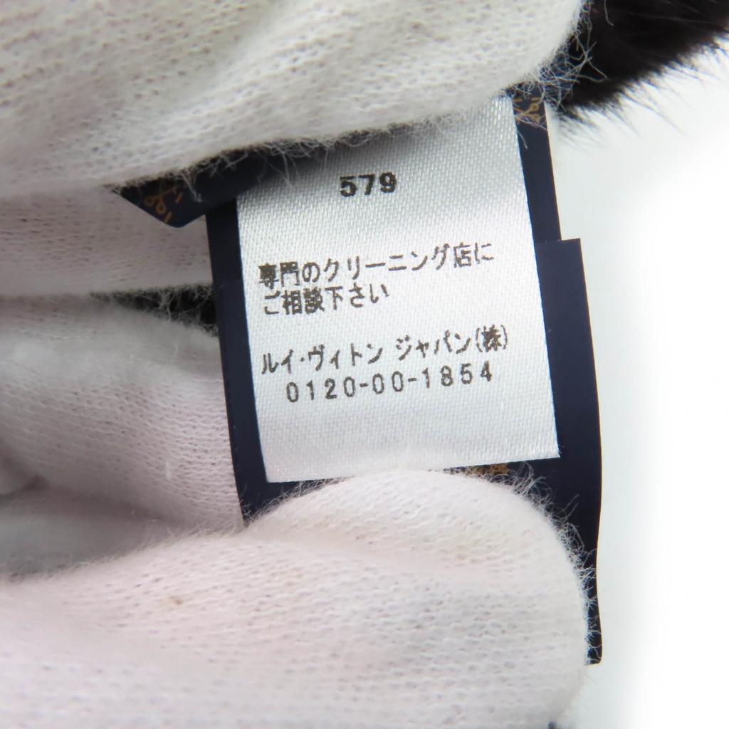 Louis Vuitton Shawl Echarpe Goglam LV Logo Black White Mink Women M77866 Used