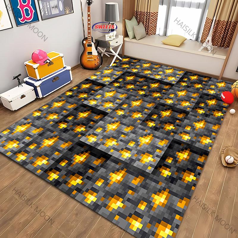 1PC Pixel Pattern Sword Printed Carpet Computer Room Game Room Non-slip Decorative Mat Livingroom Bedroom Office Large Area Rug