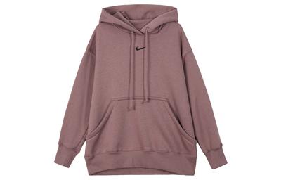 Sportswear Phoenix Fleece Solid Color Hooded Fleece Lined Casual Long Sleeved Sweatshirt Women's Smoky Purple Red DQ5861-208