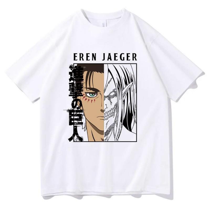 "Anime Attack on Titan tryck kortärmad sommar vardaglig ren bomulls T-shirt för män och kvinnor, bekväm och andningsbar topp.