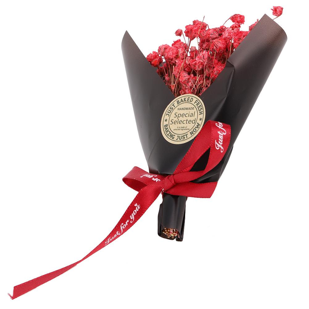 Natural Dried Flower Mini Bouquet Flowers Wedding Decoration Photo Props (Red)