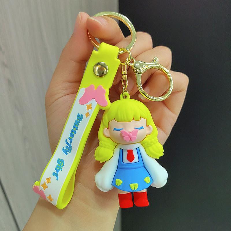 

Butterfly Kiss Whimsical Girl Keychain Versatile And Colorful Charm Silicone жёлтый