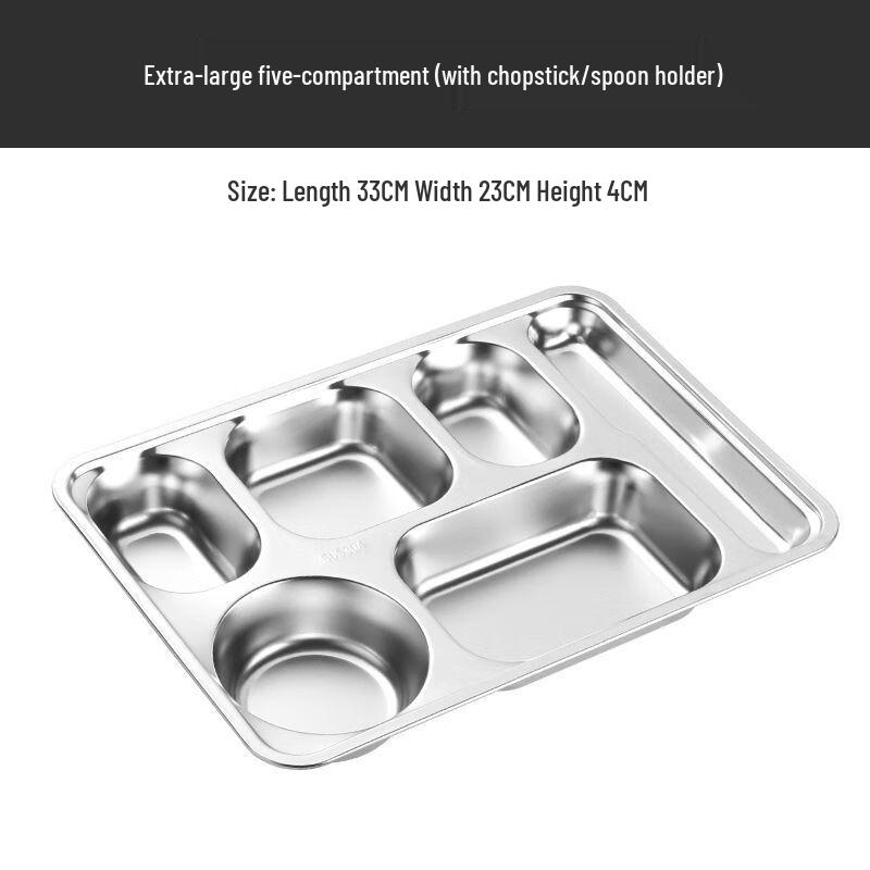 

Anmu 304 Stainless Steel 5-Compartment Square Lunch Box with Lid