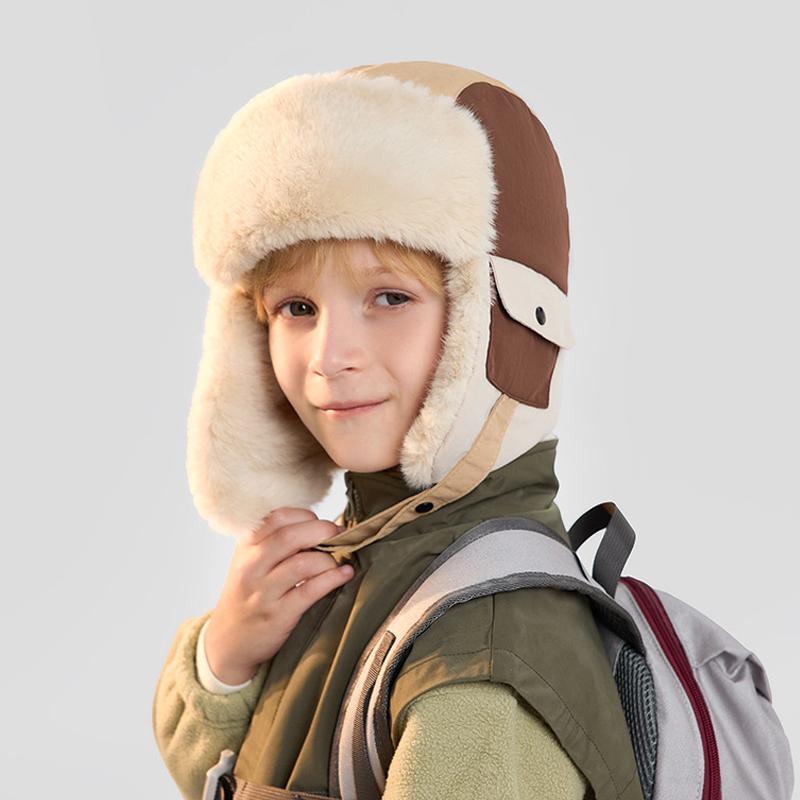 Children's Hat Winter Boys Girls Outdoor Windproof Cold-Proof Bomber Hat Velvet Thick Warm Ear Protection Cap