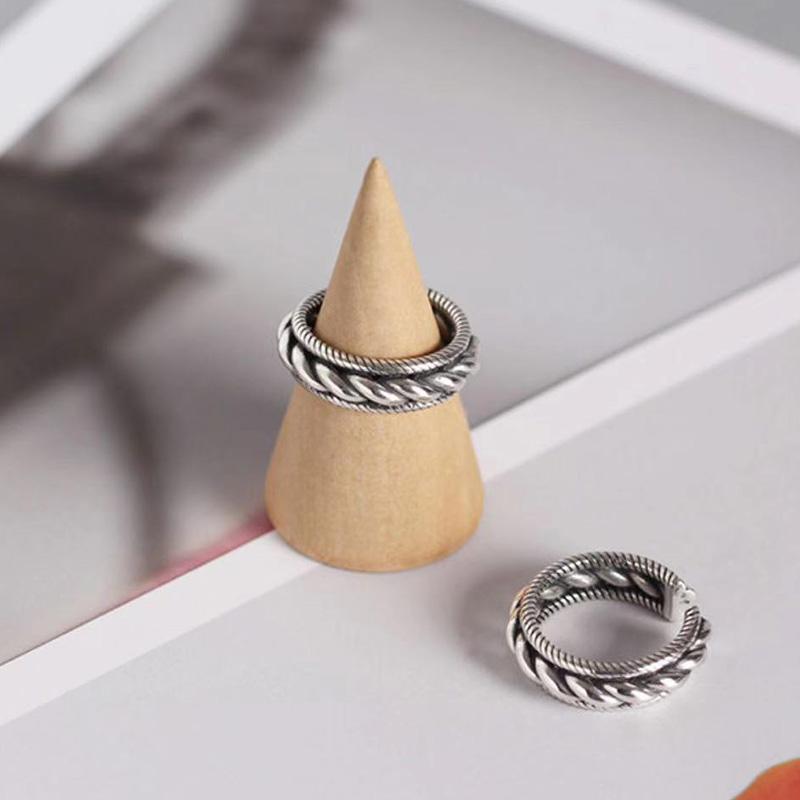 Bague Rétro Corde Torsadée 3 Brins Pour Homme Femme Punk Gothique Bague Ouverte Accessoires Unisexe Designer Fait Main Zircon Cadeau Pour Amoureux