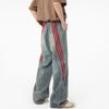 American High Street Three-bar Loose Washing Jeans Men's Design Wide-leg Pants