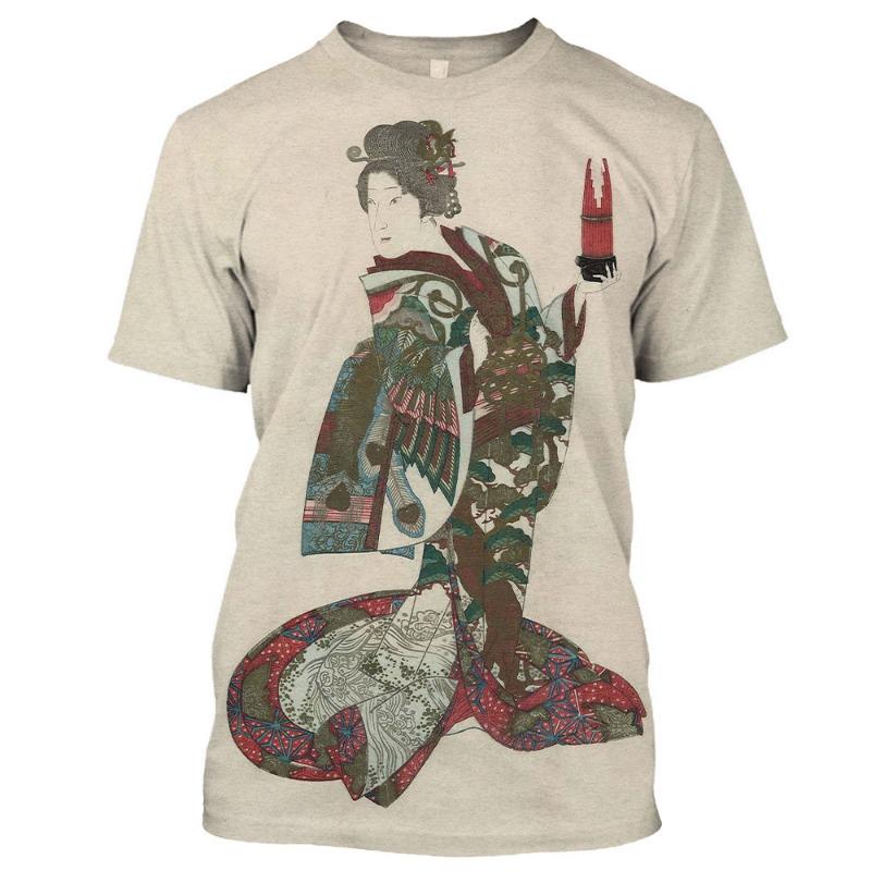 2022 Japanese Geisha 3d Print T-shirt Print Bushido Cool Fashion Short Sleeve Top Ladies Girl Boy Unisex StreetWear Men Women