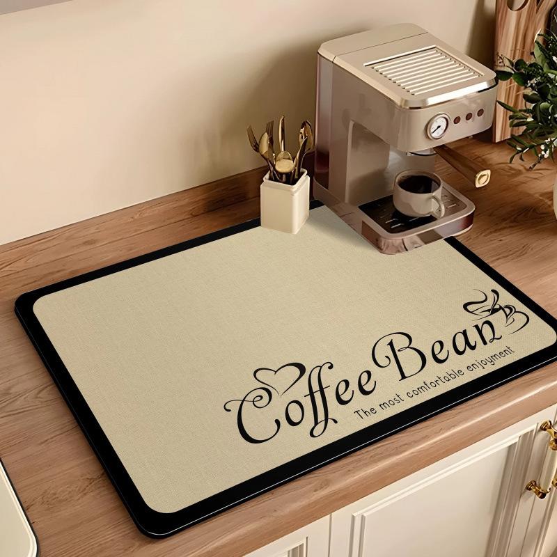 American Retro Coffee Machine Diatom Mud Draining Mat - Kitchen Countertop Heat-Resistant Tableware Drying Pad