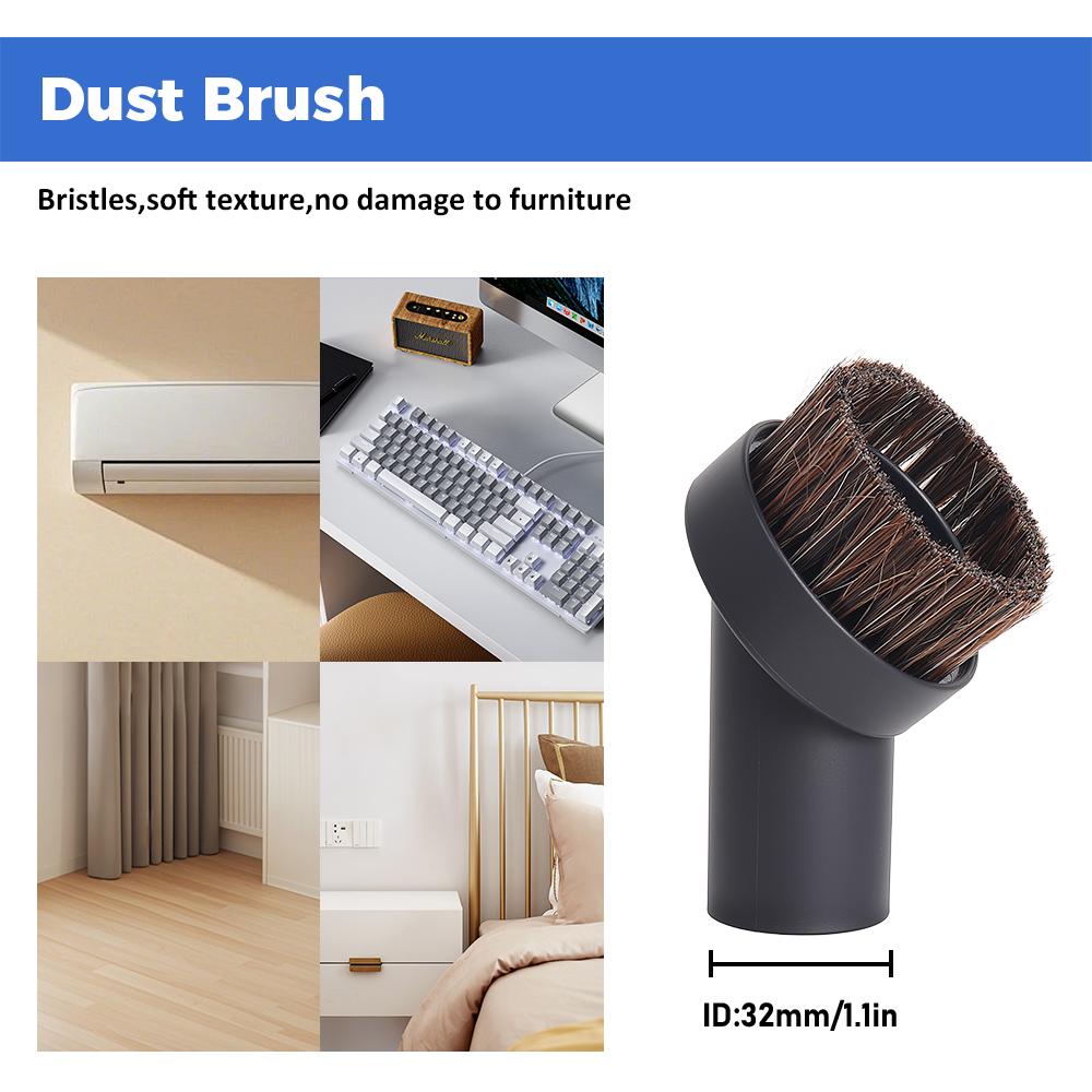 Universal Nozzle Suction Brush Head Dusting Brush For Inner Diameter 32mm Connectors Brush Nozzle Crevice Tool Vacuum Cleaner