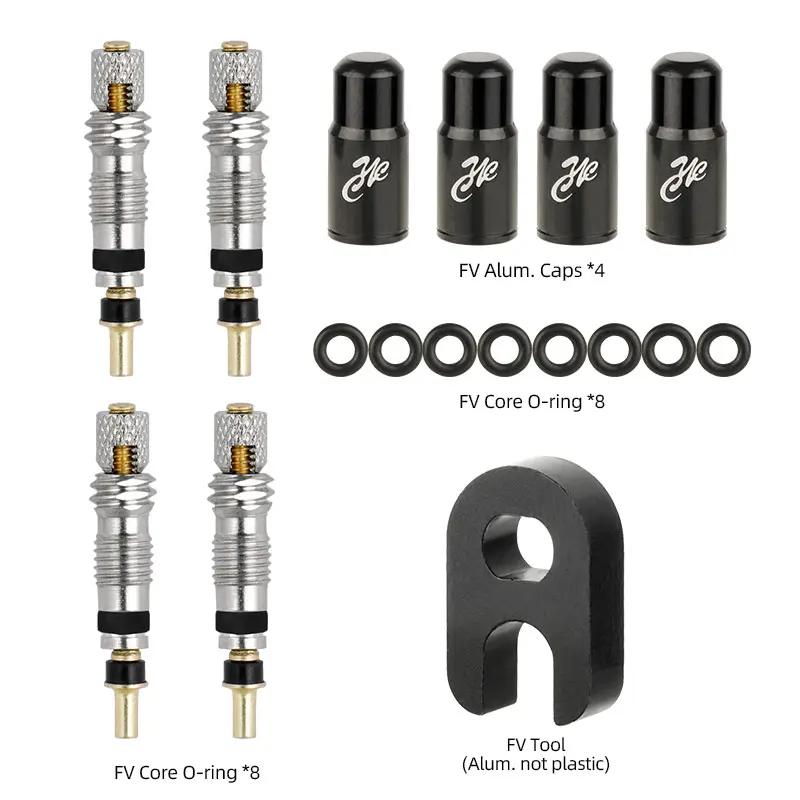 Brass Presta Valve Core Set W/ Aluminum Remover N Rubber O-ring Optional MTB Road Bike Tubeless Tire Replacements Parts