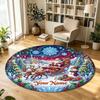 Christmas (95) Theme Circular Crystal Velvet Carpet Customized Name & Text Round Soft Floor Rug For Living Room Bedroom Decor