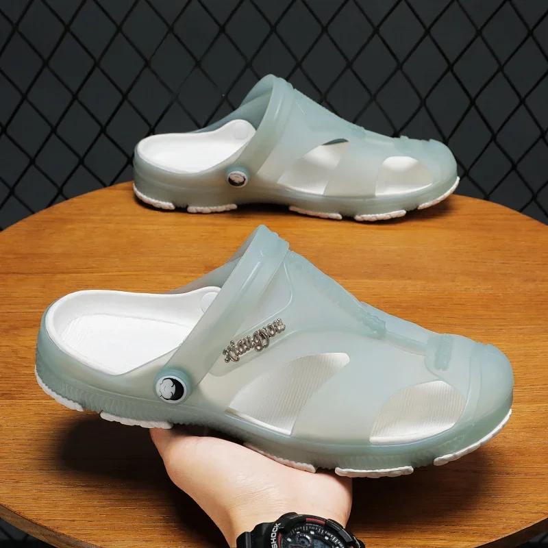 

Мужские сандалии Crox Style большого размера 2024 года, летние закрытые сандалии, мужские сандалии на плоской подошве для мужчин, мужские тапочки, низкие цены, тапочки 45