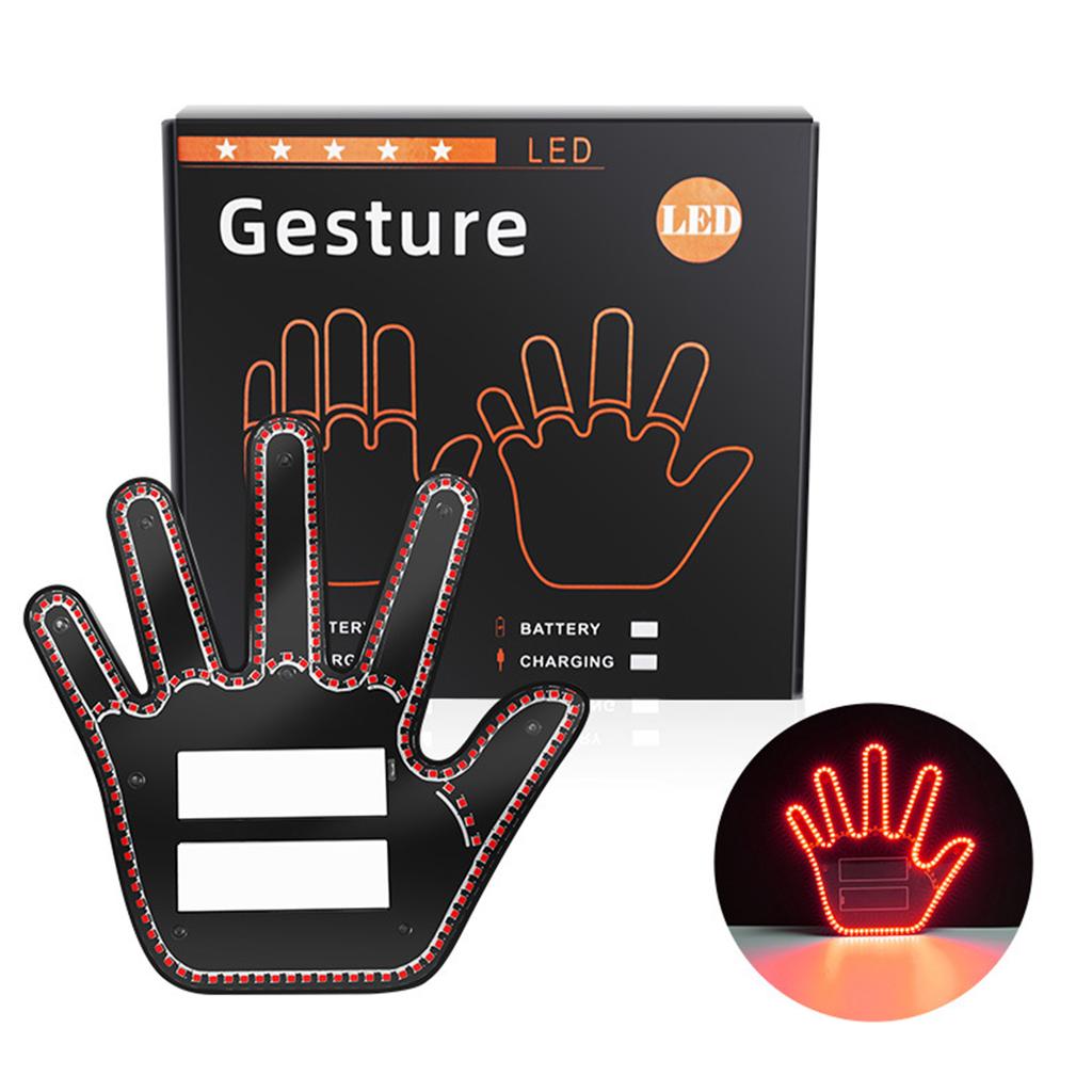 Hand Gesture Light for Car,Funny Gesture Finger Light for Car with Remote, LED Car Back Window Sign Car Gadgets
