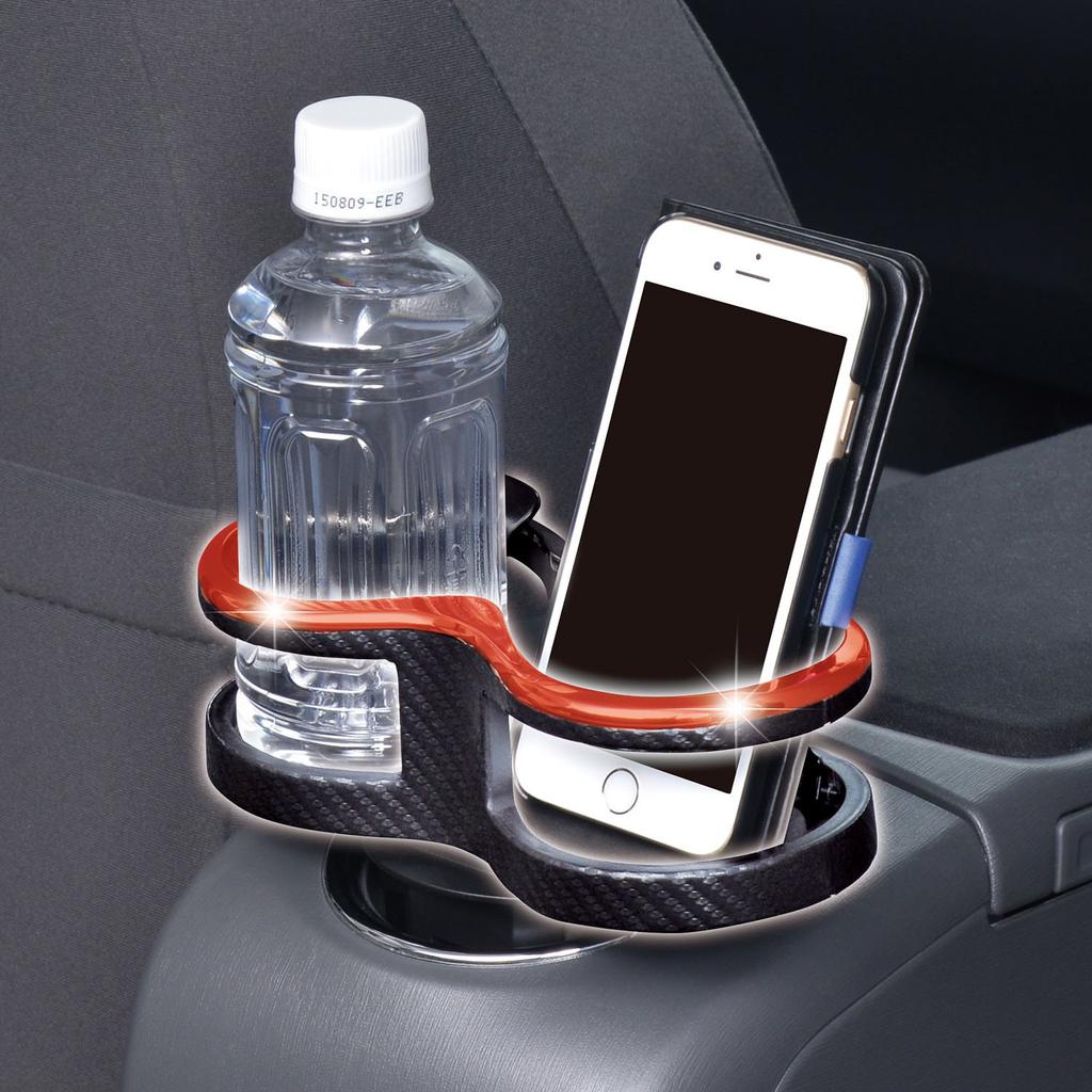Seiwa W981 Car Supplies, Drink Holder, Twin Cup Holder, 2-Way Storage