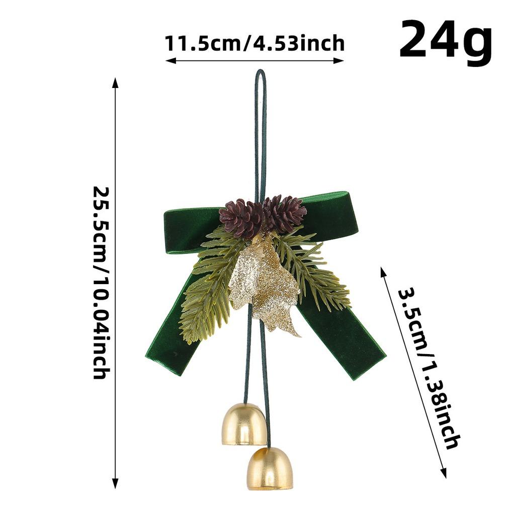 Semi-transparent PET Double Christmas Bells Hanging Ornament with Organza Bow, DIY Xmas Tree Decoration for Holiday Home Decor