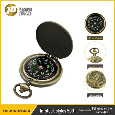 Available J35A Retro Pocket Watch Compass - Antique Bronze Flip-Top Design, Portable Outdoor North-Seeking Needle.