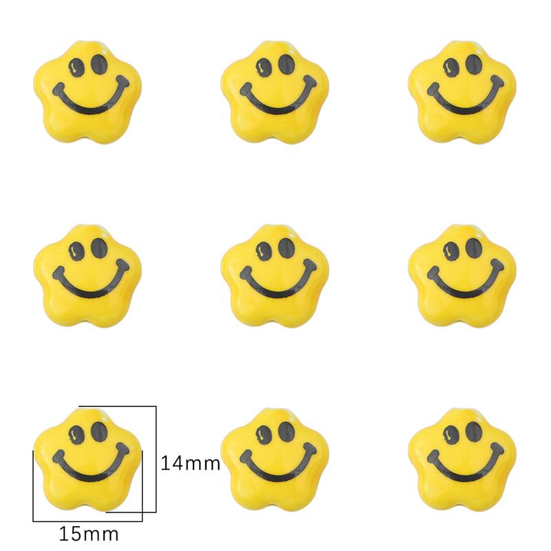 5pcs/Bag Smile Beads Ceramic Porcelain Clouds Hearts Stars Round Beads Charm For DIY Bracelet Jewelry Making Accessories