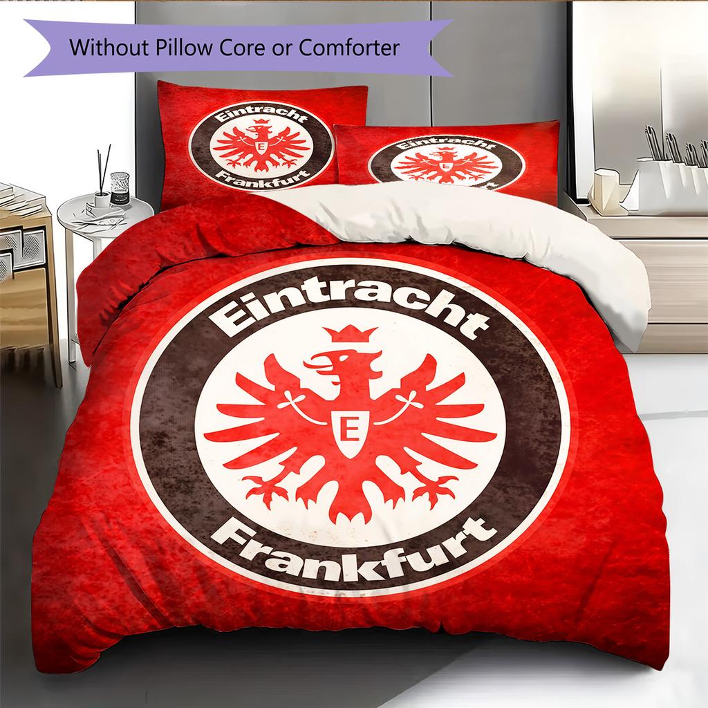 Eintracht Frankfurt Vzorované povlečení Sada přikrývek Dekorace do domácnosti Dárek (1 * povlak na peřinu + 2 * povlak na polštář bez jádra)