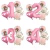 Magic Cake Bear Aluminum Film Balloon Set 32 Inch Pink Digital Children'S Birthday Party Balloon Arrangement