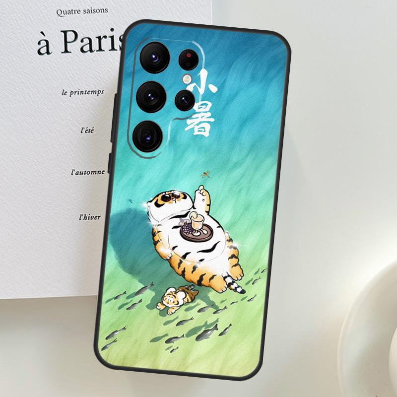 

Cartoon Fat Tiger Case For Samsung Galaxy S26 Ultra S24 S23 S22 S21 S25 Ultra S10 S20 Plus S25 FE Phone Cover Galaxy S26