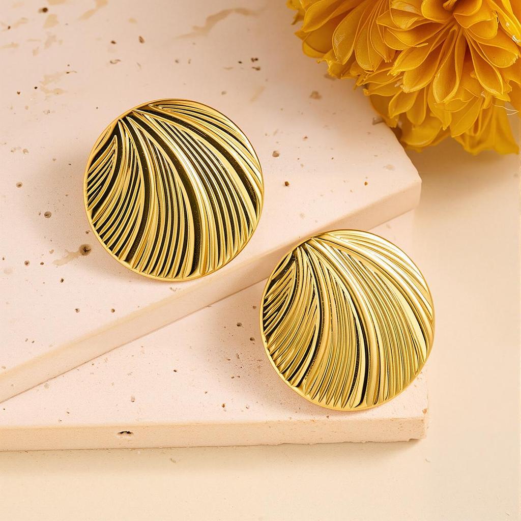 Geometric Irregular 18k Gold Titanium Steel Earrings for Women