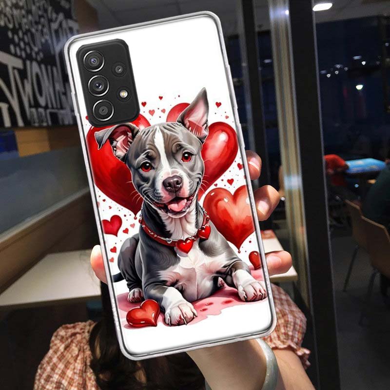 Lovely Puppy Heart Dogs Phone Case for Samsung A54 A57 A37 A17 A14 A15 A12 A24 A34 A55 A35 A25 A52S A07 A05S A04S A22 A32 A72 Ga