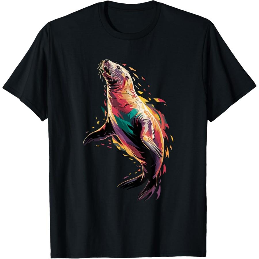 

Polygonal Abstract Art Sea Lion T-Shirt XXXXXL чорний