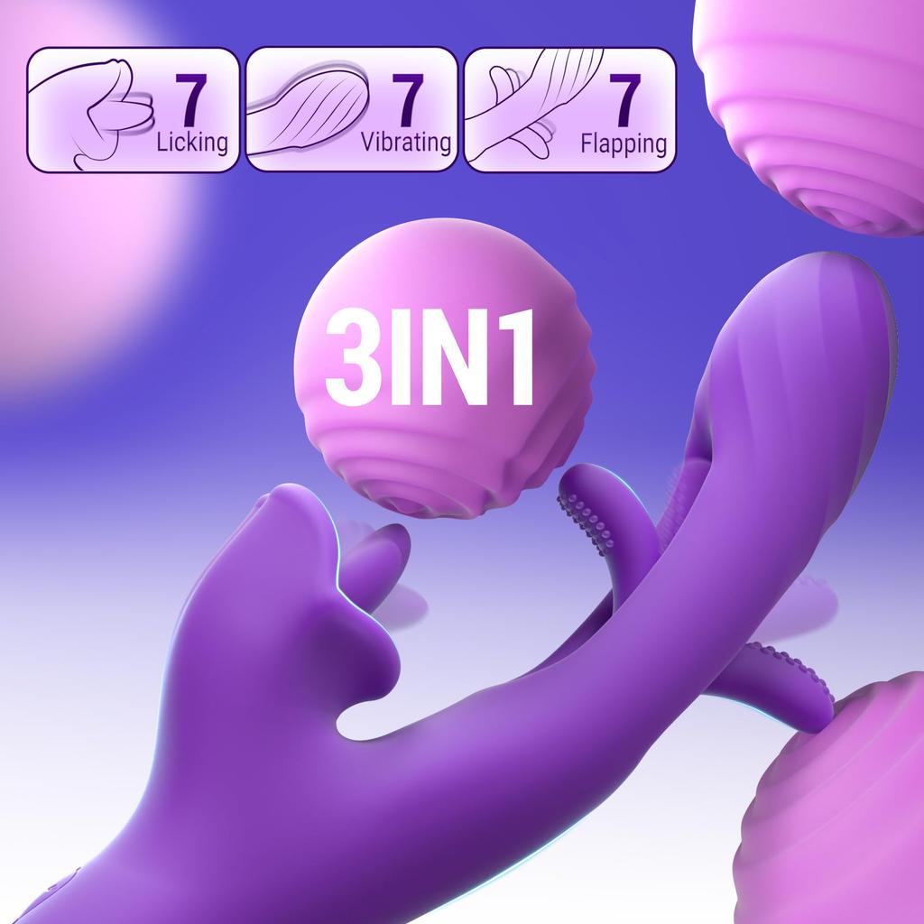 Vibrators Sex Toys for Women, Tongue Dildo Vibrator with 7 Licking & Flapping Modes,Rose Sex Toy G Spot Vibrator Clit Stimulator