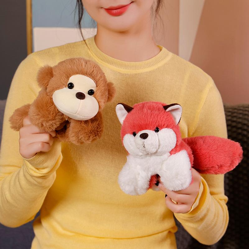 Creative Stuffed Animals Raccoon Fox Husky Cat Monkey Papa Circle Toy Wrapped Around Arm Doll Toys For Kids Birthday Gift