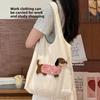 Korean Style Canvas Shoulder Bag Versatile Women's Armpit Bag Cartoon Animals Tote Bag  Female