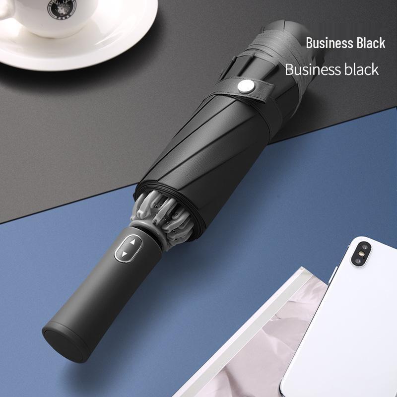 Automatic Reverse Anti-Rebound Umbrella with Reflective Strip, Sun and Rain Protection, Windproof 10-Rib Design