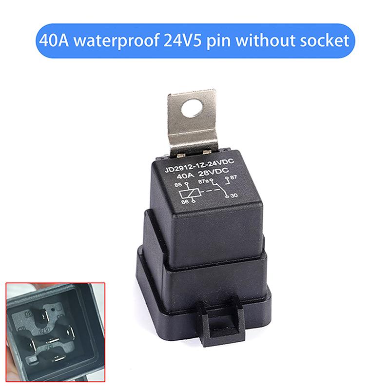 1 Set Car Relay With Socket Dc 12/24V 40A 4/5Pin Amp Waterproof Relay Harness Tinned Copper Wires 5-Pin Spdt For Boat Auto Fan