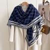 European Ancient Style Square Scarf, Iron Tower Small Fragrant Style Imitation Cashmere Warm Scarf, Women'S Double-Sided Large Shawl