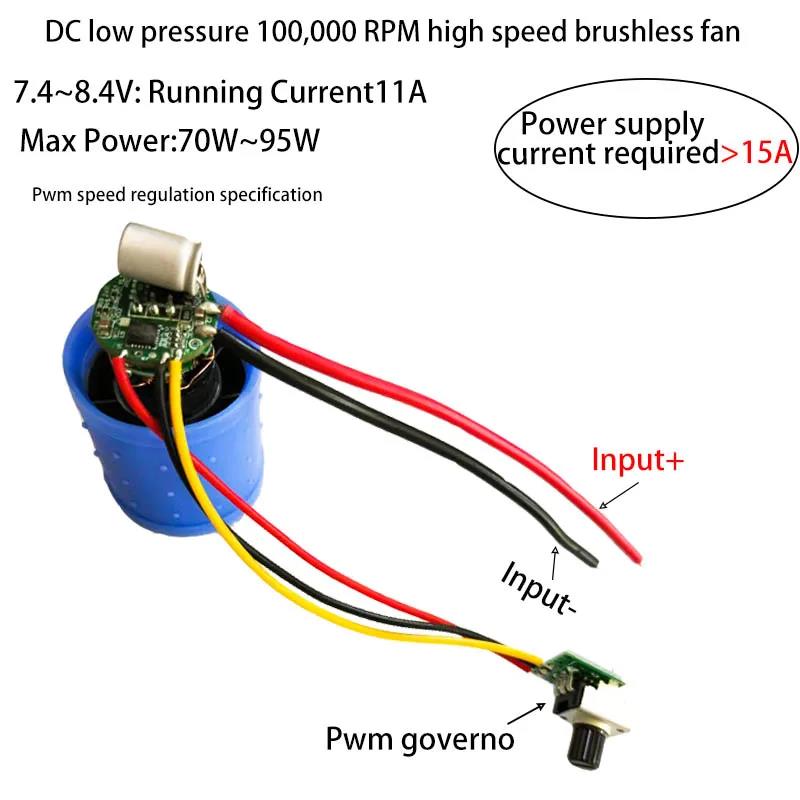 Brushless Modor DC 7.4-8.4V Low Pressure 100000 rpm High Speed Fan