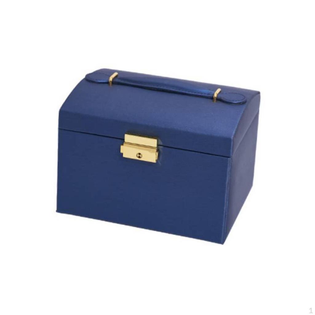 Three Layer Jewelry Box Multi Compartment Lockable Large Capacity for Dressing Table,